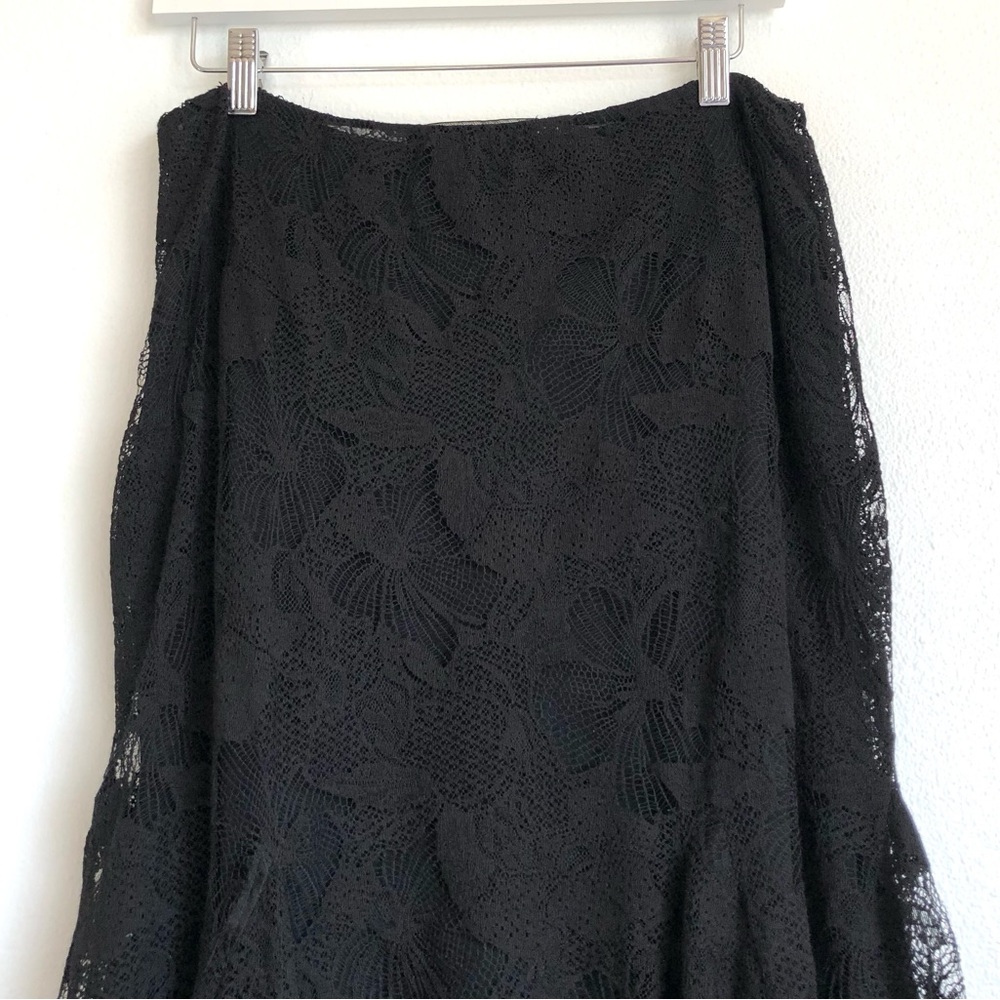 Ralph Lauren Black Label Floral Lace Handkerchief Hem Skirt Size 10 - Picture 8 of 11